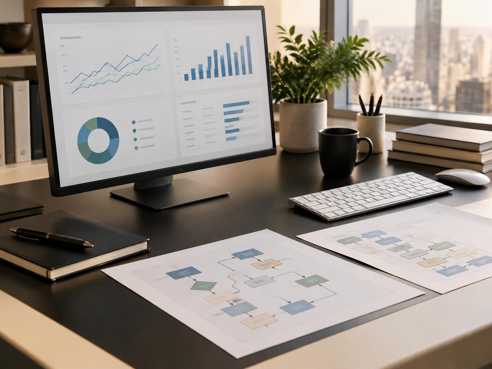 Enterprise analytics and workflow plans on a modern workspace